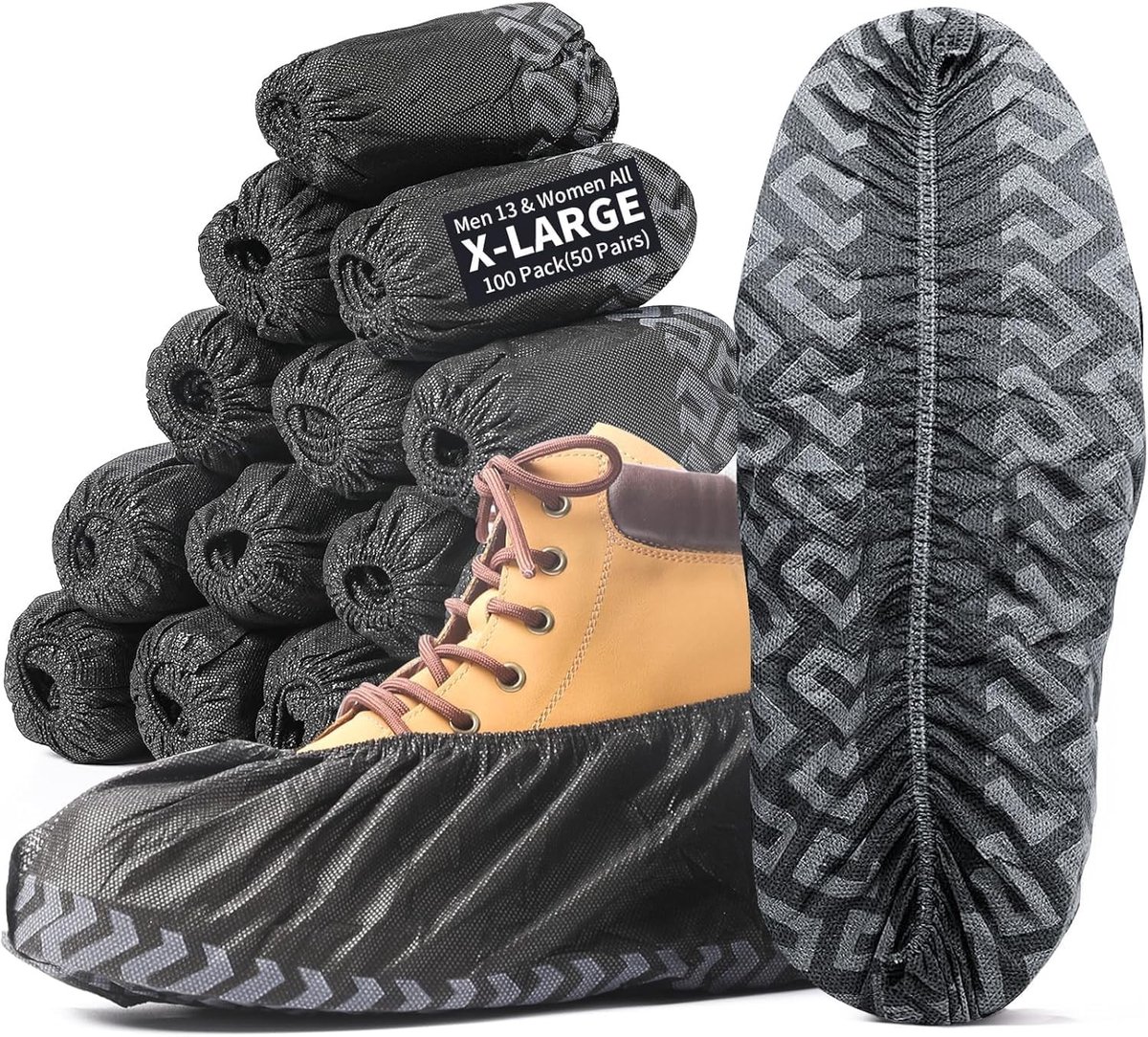 Dailygoods - 200 Stuks Wegwerp-Overschoenen - Antislip en Zwart