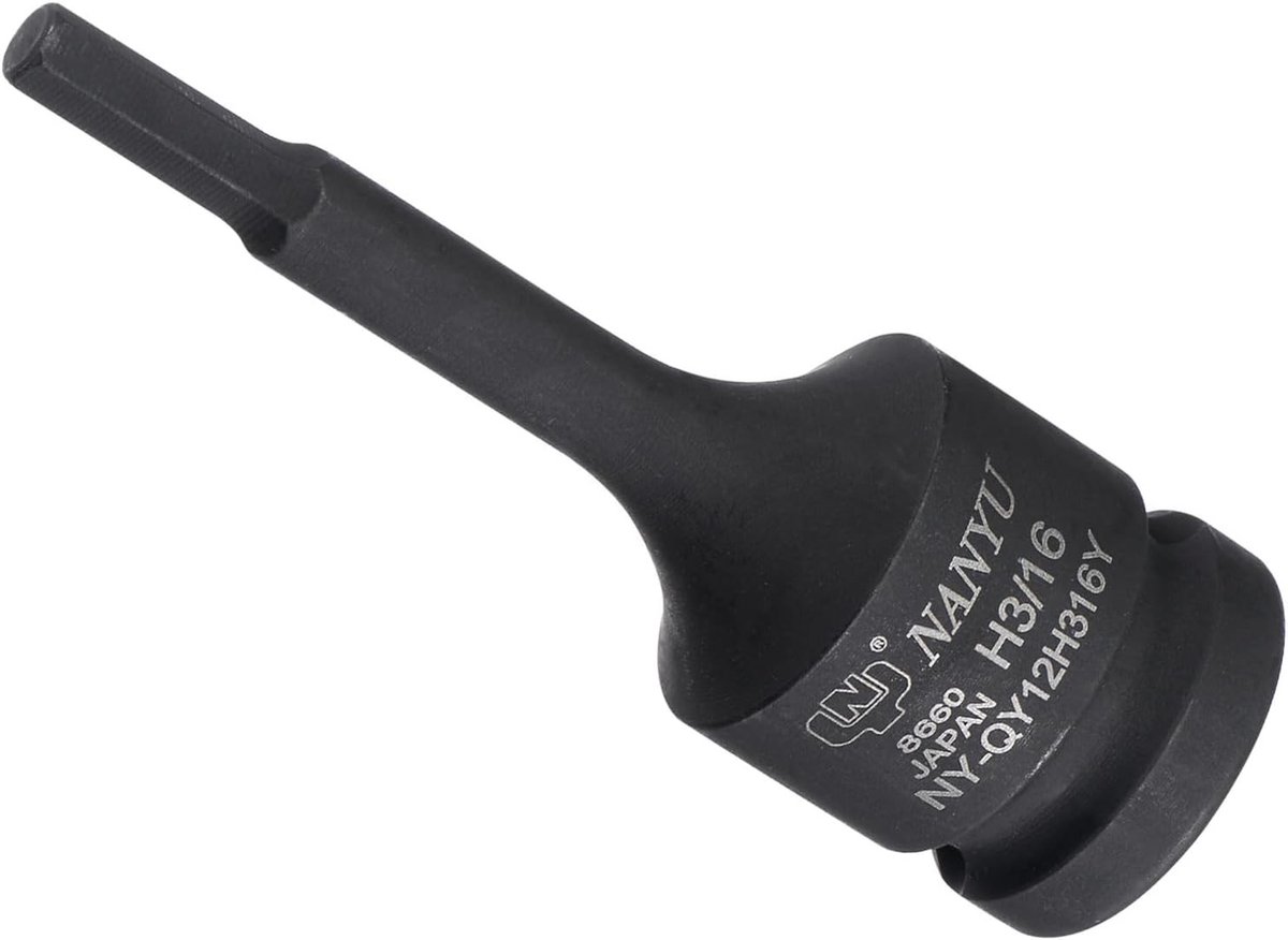 Impactbestendige hex bit moer, 3/16" en 1/2" vierkant, 78 mm lengte, CR-MO, voor elektrische voertuigen, motorreparatie, duurzame gereedschappen