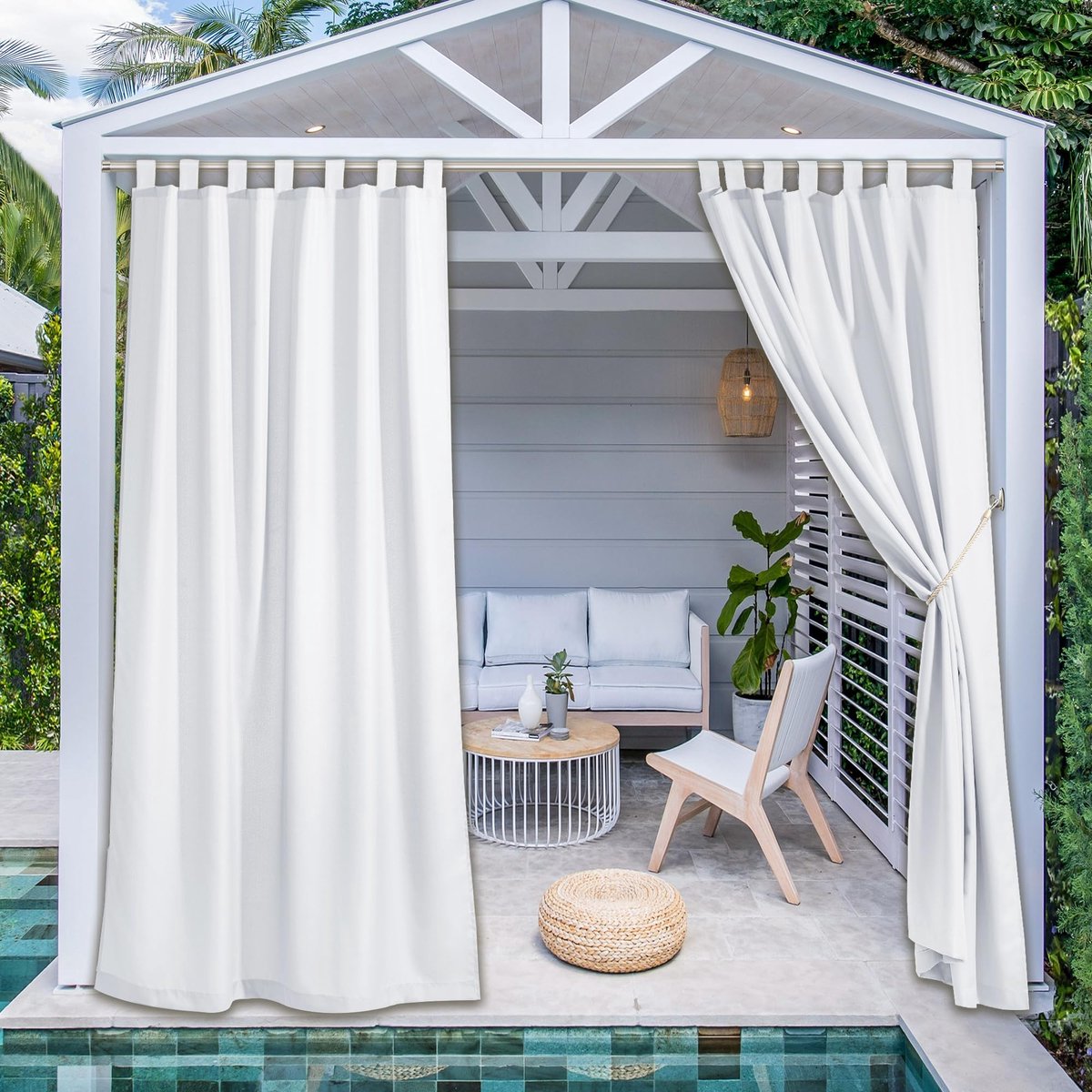 Dailygoods- Buitengordijnen Waterdicht - Buiten Gordijnen voor Terrassen - Buiten Gordijnen voor Balkons - Buiten Gordijnen voor Tuinen - 140B x 243H cm - Hoogwaardig Materiaal - Tuingordijnen