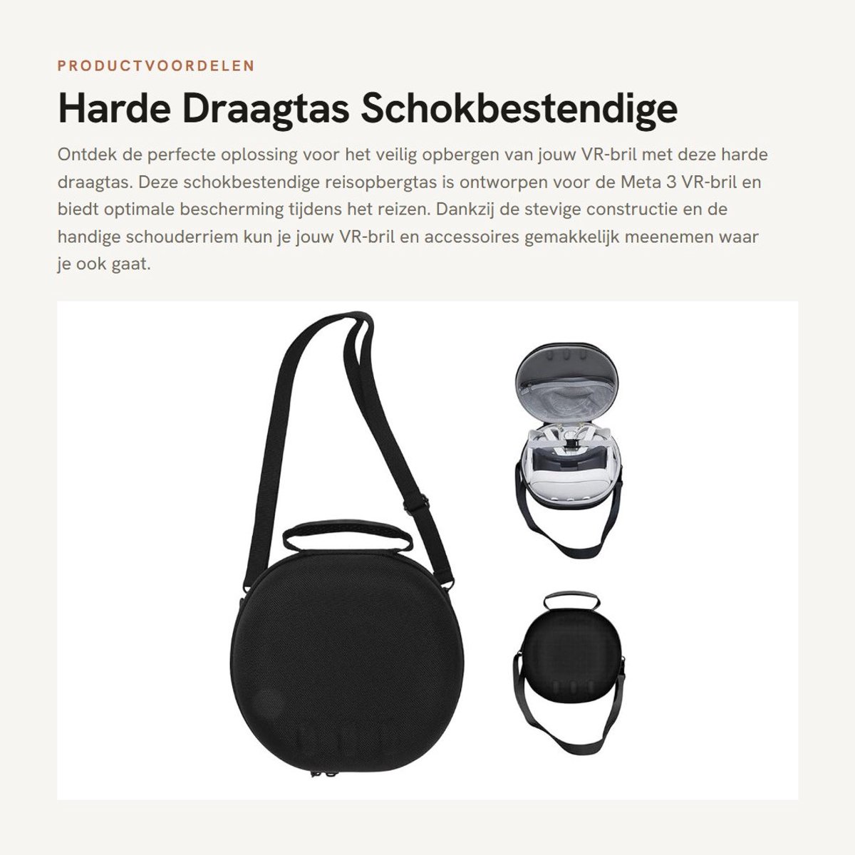 Dailygoods- Draagtas Schokbestendig - Harde Reisopbergtas - Beschermhoes voor Meta 3 VR-bril - Schoudertas - Grote Capaciteit - EVA Materiaal - Opbergtas