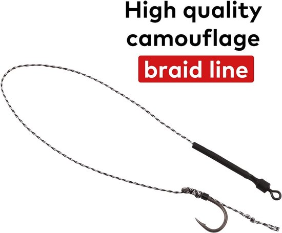 SnelShoppen - Carp Fishing Hair Rigs 20 Stuks - Curved Carp Hooks met Boilie Rig en Plugs - Maten 2, 4, 6, 8 - Hoogwaardige Carbon Staal van Snelshoppen — afbeelding 3