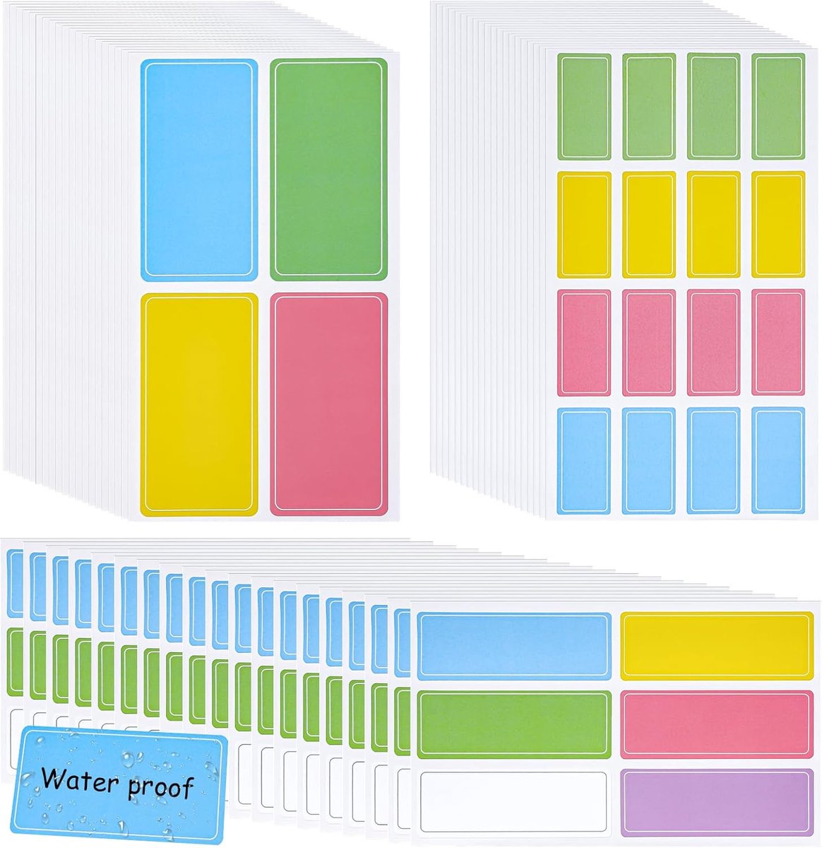 Thijox - 520 Stuks Waterdichte Kleurrijke Etiketten Stickers - Verwijderbare Zelfklevende Notitieblokken - Annotatie Stickies voor Kantoor, School en