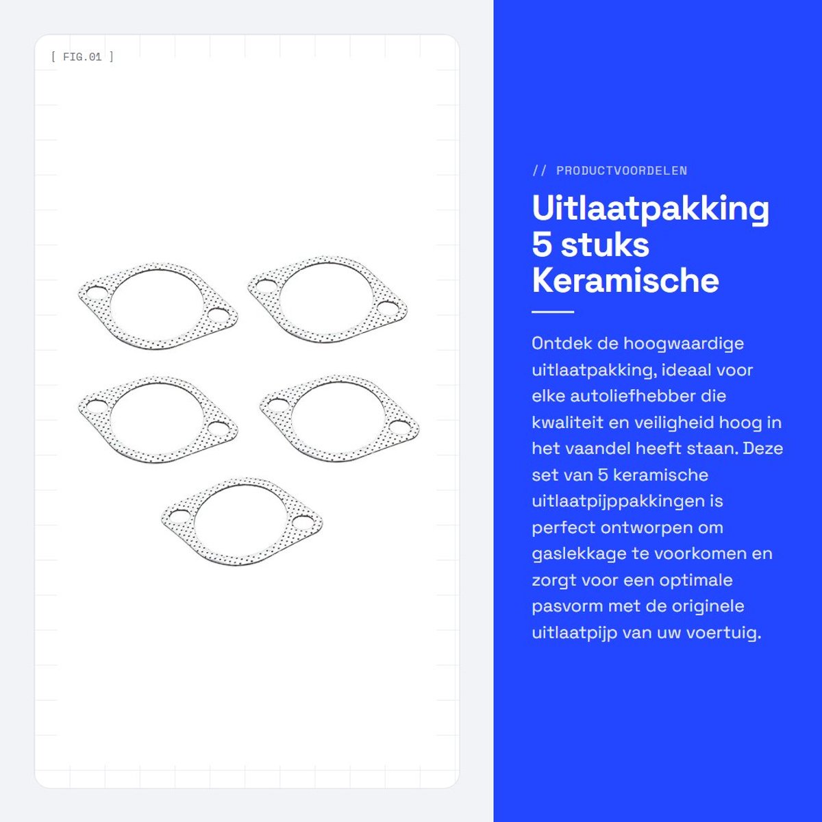Dailygoods- Uitlaatpakking 5 Stuks - Keramische/Metalen Pakking - Versterkte Ring - Hoge Betrouwbaarheid - Geschikt voor Downpipe - Voorkomt Gaslekkage - Uitlaatpijppakking