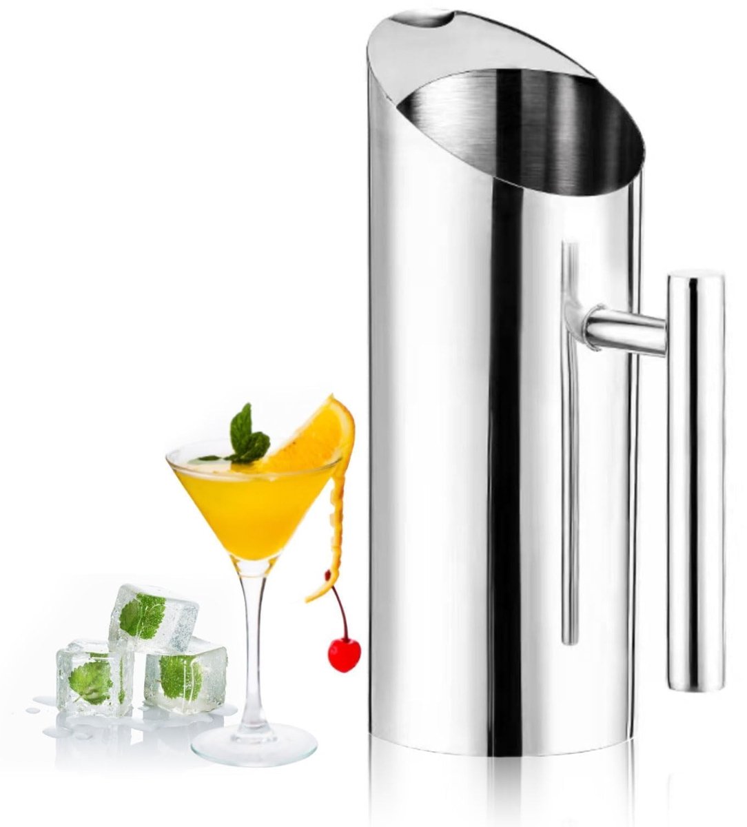 Dailygoods- Waterkan met IJsbescherming - Roestvrijstalen Waterkan - Ergonomische Handgreep - Spatwaterdicht - 1L Inhoud - Comfortabel Gieten - Waterkruik