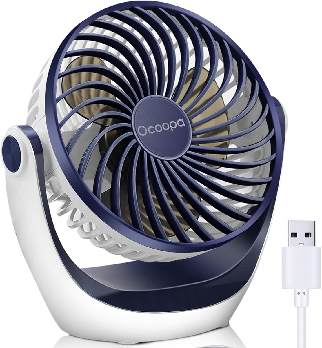 Kleine USB Tafelventilator met Sterke Luchtstroom en Stille Werking - Draagbaar en Verstelbaar voor Thuis, Kantoor en Buiten
