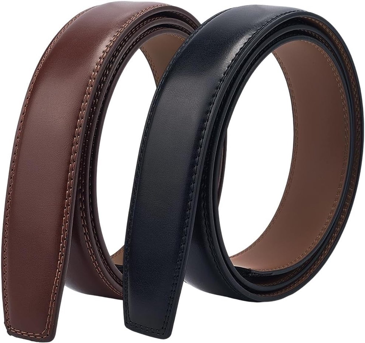 Genuine leren ratelriemen 3.5 cm zonder gesp voor mannen, verstelbare cow leather riem in 2 kleuren voor DIY projecten