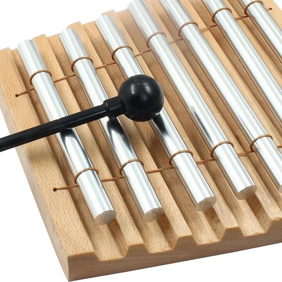 Meditatie Klokkenspel - Zeven Toon Instrument - Rustgevend Geluid - Langdurige Klank - 17 cm Lengte - Hout Zilver — afbeelding 2