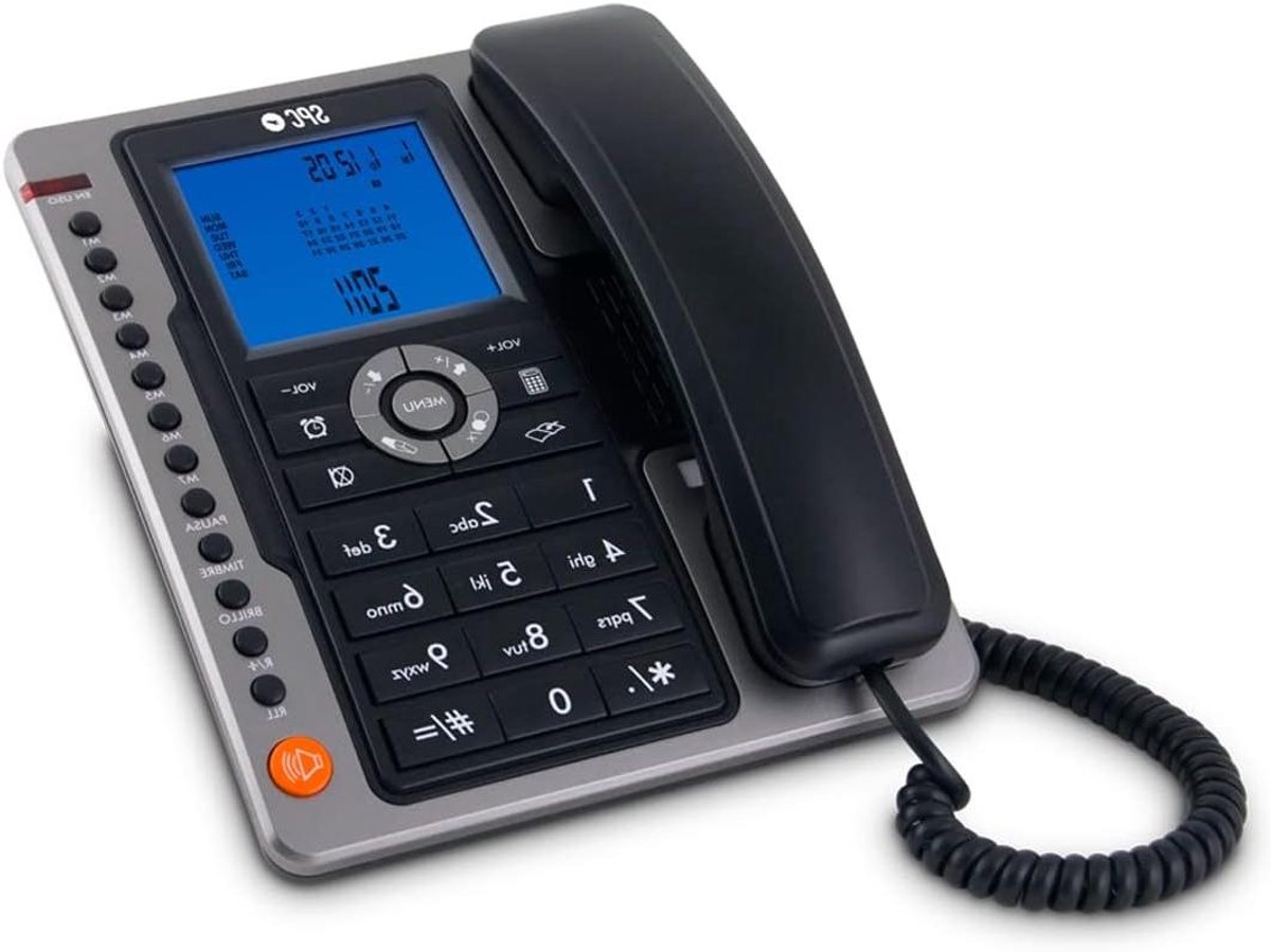 Vaste Tafeltelefoon - Kantoor Telefoon - Thuis Bellen - Groot Verlicht Display - 7 Direct Geheugen - Zwart