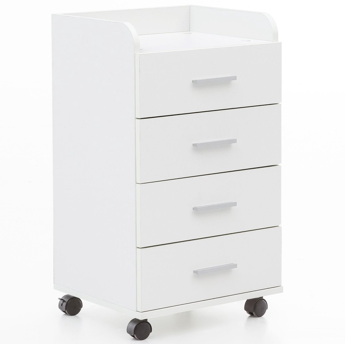 rolcontainer WL5.748 40 x 70,5 x 33 cm wit | Bureaucontainer Rolkast 4 laden | Hedendaagse ladekast met zwenkwielen | Standcontainer Kantoorcontainer Zijcontainer