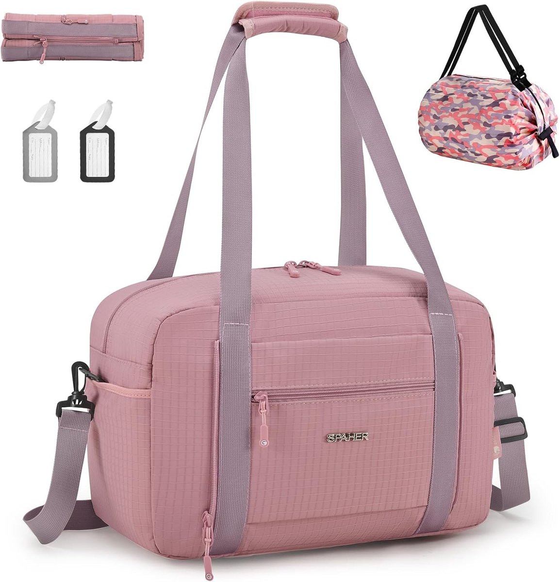 Vouwbare Reisbagage 40x20x25 cm - Handbagage, Sporttas, Waterdichte Weekendtas voor Dames en Heren, Lichtgewicht Duffle Bag met Opbergtas