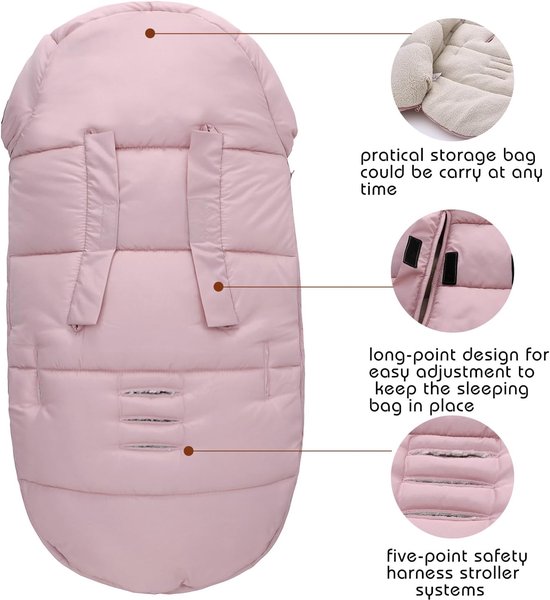 Voetenzak baby - Wandelwagen deken - Warmte buiten - Waterafstotend materiaal - 90x48 cm - Roze — afbeelding 2