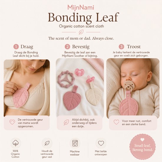 MijnNami Bonding Set Blossom – 2 Bonding Leafs, 2 Fopspenen & Montessori Bijtring – Voor Speen, Speenkoord & Bijtring — afbeelding 5