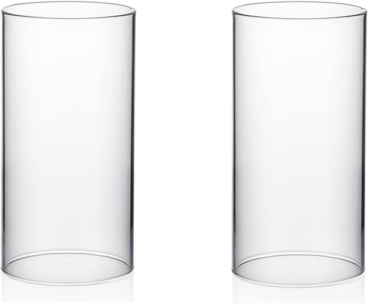 Kaarsenhouder Cilinder - Glazen Schoorsteen - Sfeervol Interieur - Open Einde Ontwerp - 2 stuks 20 cm - Helder Glas