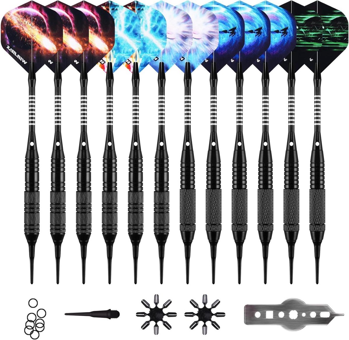 Zachte dartpijlen set - Elektronische darts - Dartspel spelen - Duurzame constructie - 18 gram - Regenboog/Blauw/Zwart