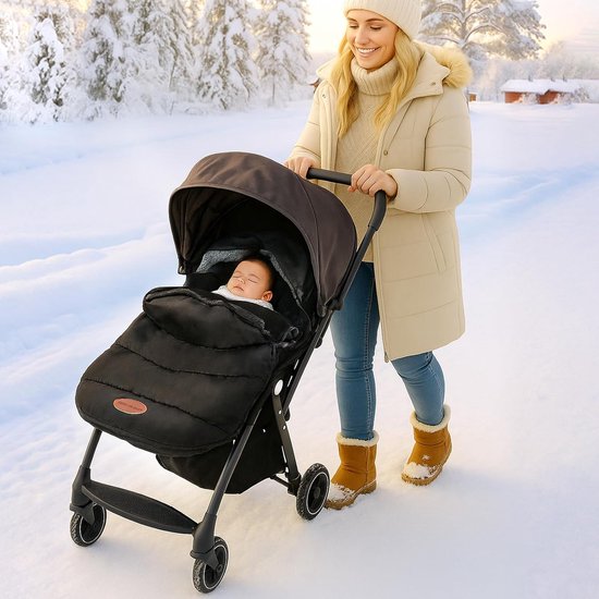 Voetenzak Kinderwagen - Baby Winterzak - Warm Blijven - 5-Punts Gordelsysteem - 44x32x7 cm - Zwart — afbeelding 5