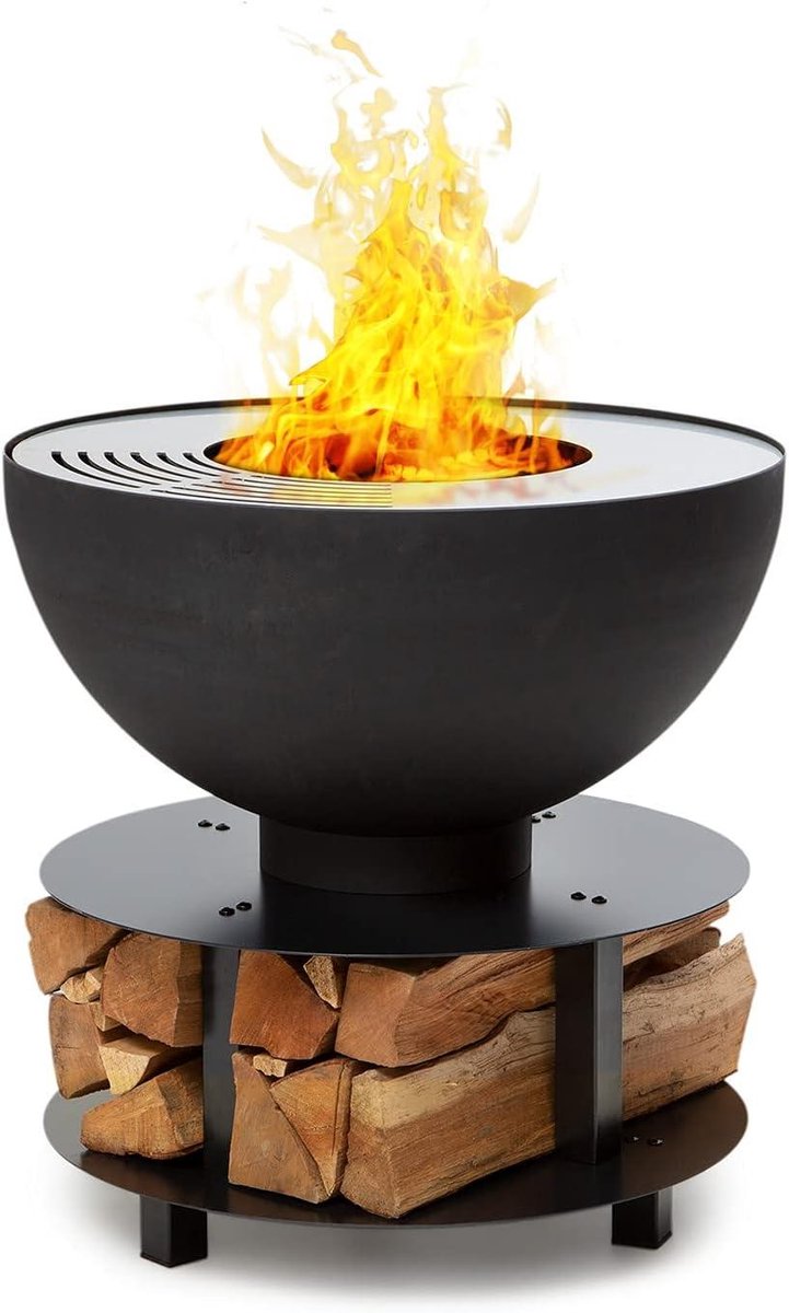 Vuurschaal BBQ - Buitenhaard Grill - Gezellig Buiten Zitten - Water- en Vorstbestendig - 60 cm Diameter - Zwart