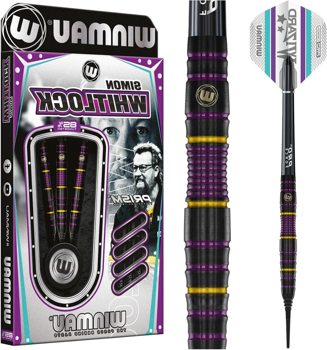 Softtip Dartset - Dartpijlen Set - Precisie Werpen - 85% Wolfraam Vaten - 20 Gram Totaal - Zwart Paars Goud