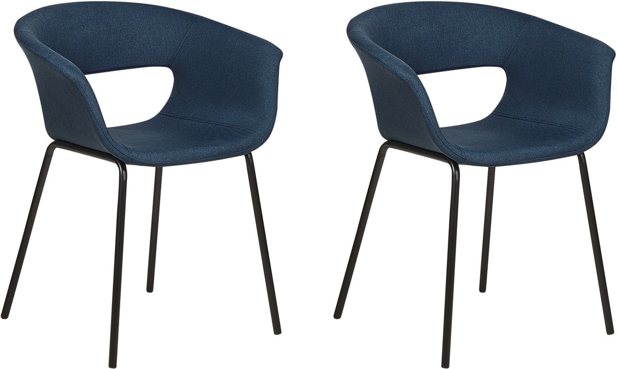 ELMA - Eetkamerstoelen set van 2 - Donkerblauw - Polyester