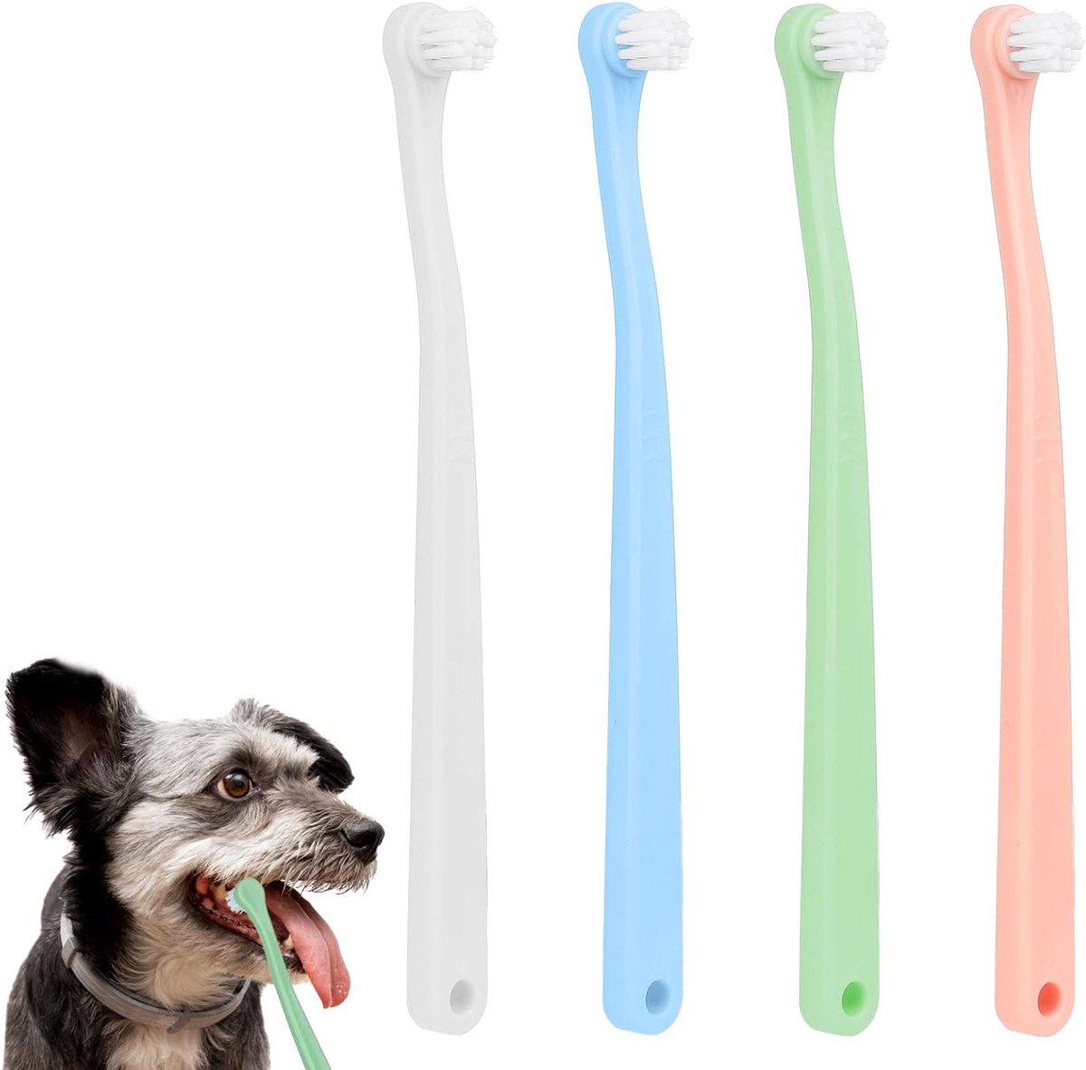 Huisdier Tandenborstels - Kleine Hond Kat - Gebitsverzorging Thuis - Zachte Nylon Borstels - 4 Stuks 16.6cm - Meerdere Kleuren