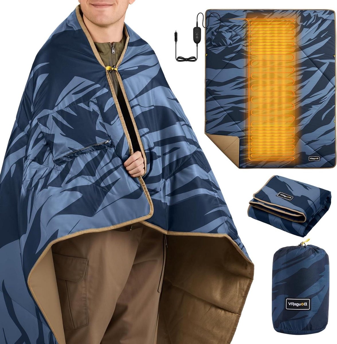 Verwarmde Deken - Elektrische deken - Comfortabele warmte - Veilig verwarmingssysteem - Standaard formaat - Blauw