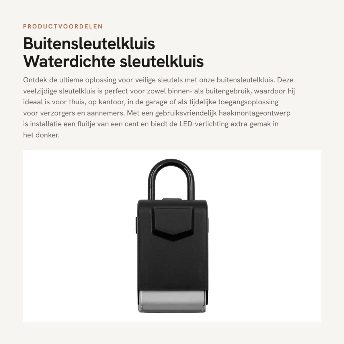 Dailygoods - Buitensleutelkluis - Waterdichte sleutelkluis - Muurbevestigd met LED-licht - Sleutelkluis met code - Geschikt voor thuis en kantoor - Ve...