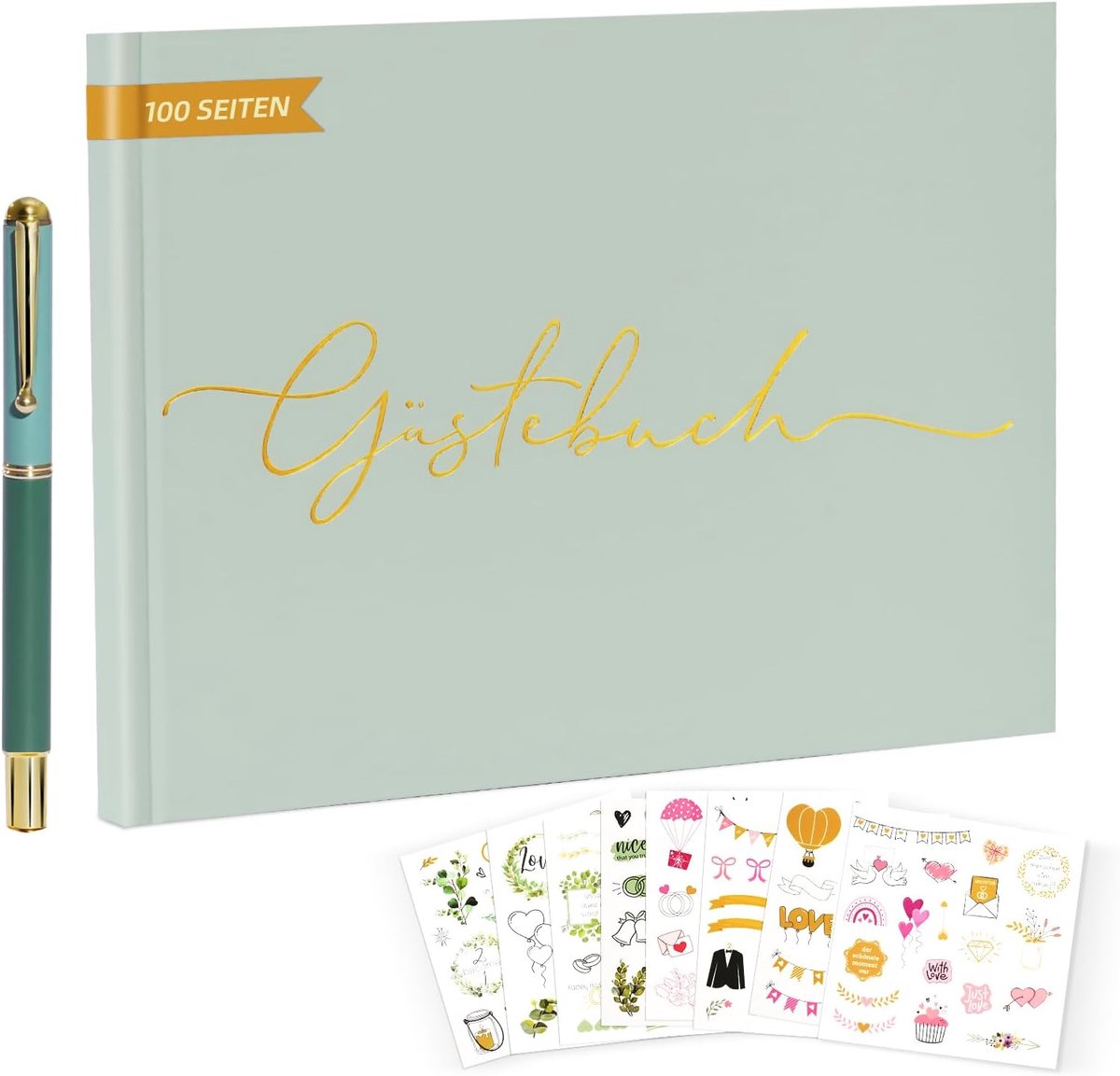 Gastenboek voor bruiloft 100 pagina's - Hoogwaardige trouwalbum - Elegante gouden reliëf - SnelShoppen