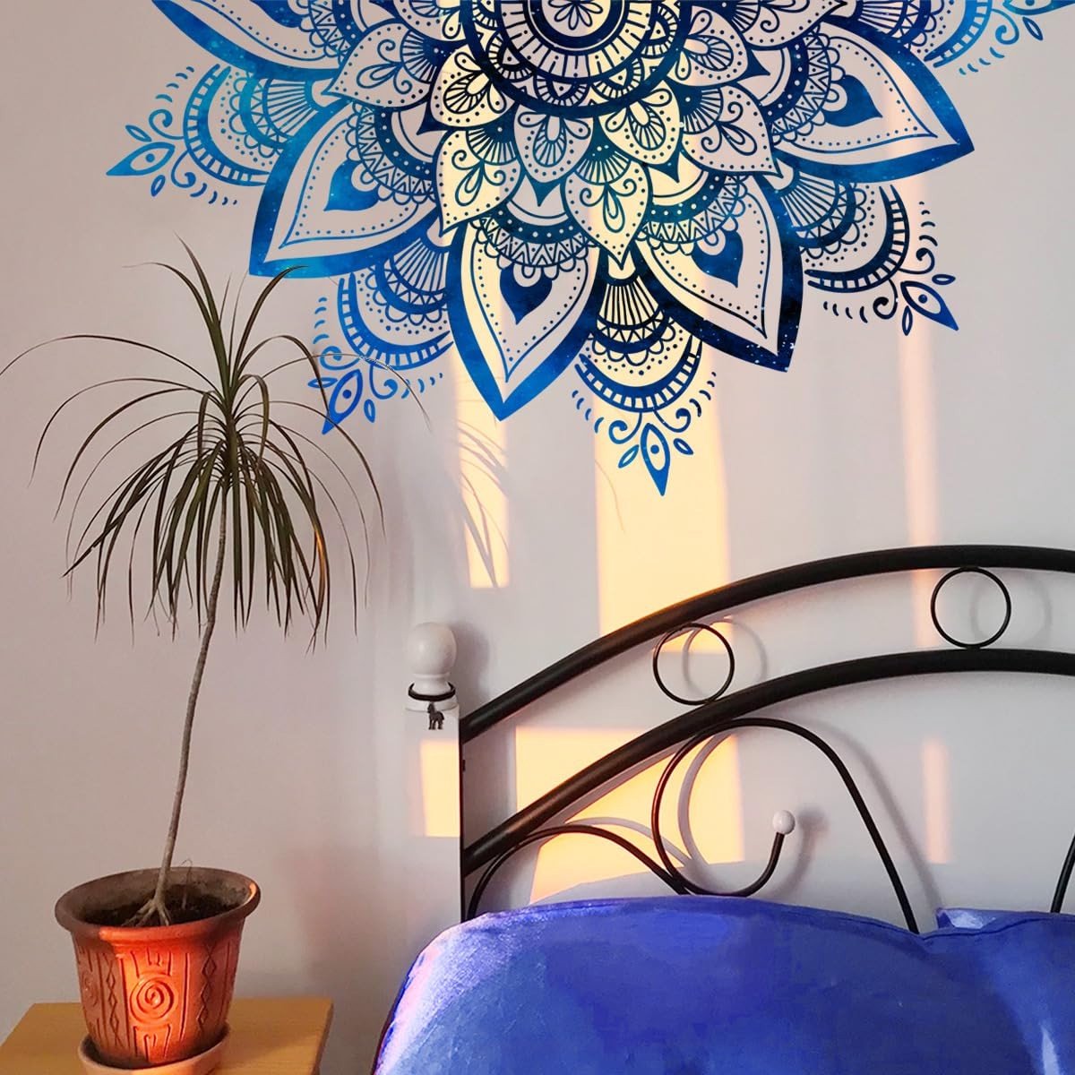 Dailygoods- Muursticker Halve Mandala Boho Bloem - Wanddecoratie Woonkamer - Wanddecoratie Slaapkamer - Zelfklevend - Verwijderbaar - Vinyl Decoratie