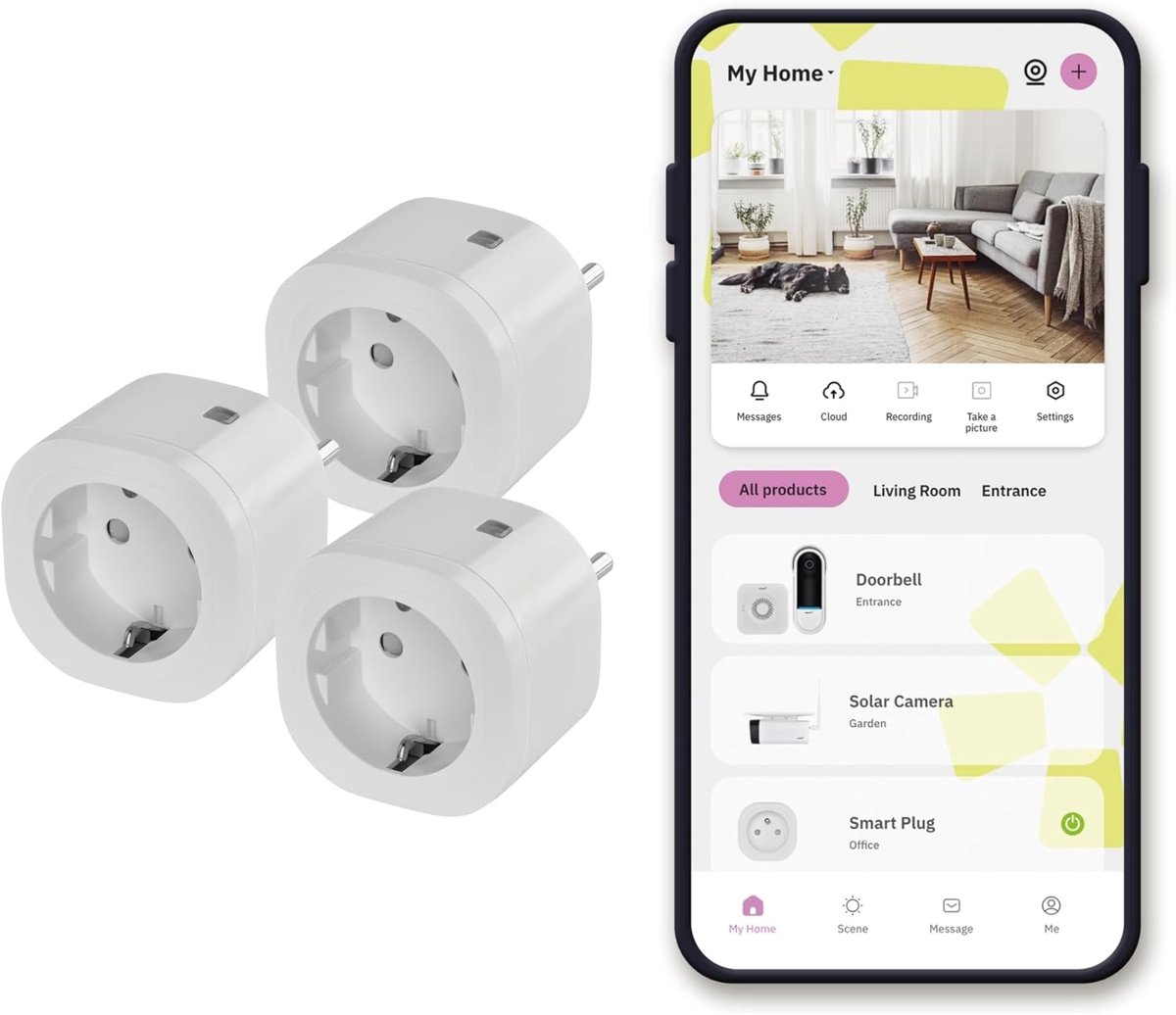 Thijox - Slimme Stekker Timer Stopcontact Pakket van 3 - WIFI 2.4GHz/Bluetooth - Energiemonitoring, Afstandsbediening, Energiebesparing, 16 A/3 680 W