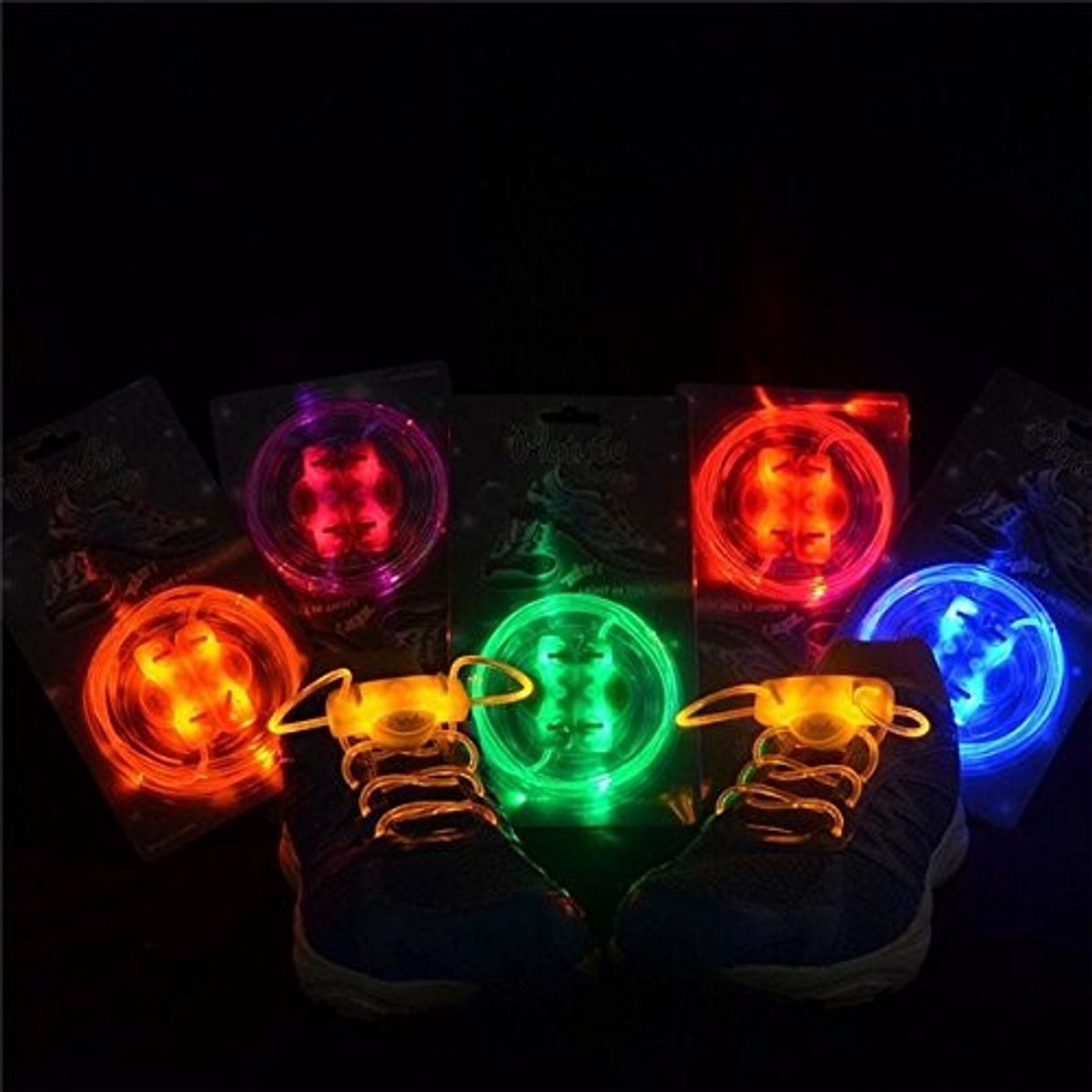 Dailygoods - LED Lichten voor Schoenveters - Multicolor - Veiligheid en Fun - Blauw - Lichtgevend - Perfect voor Avondwandelingen - Geschikt voor Elke...