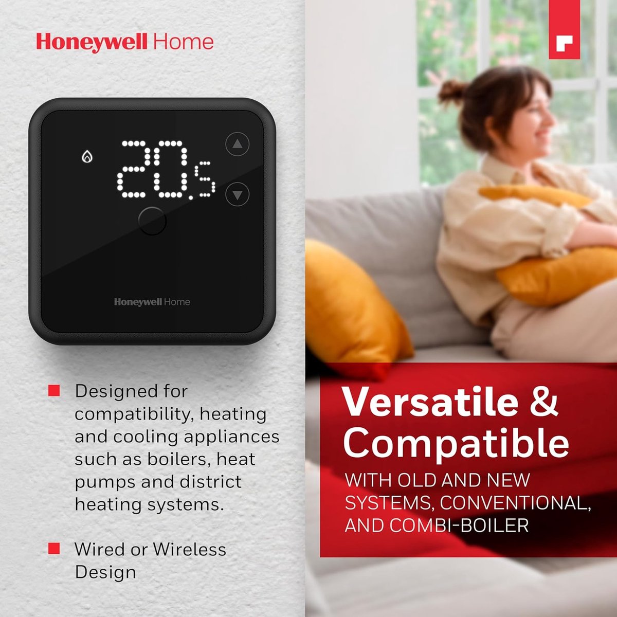 Thijox - Honeywell Home DT3 Bedrade Thermostaat - Ruimtethermostaat voor Verwarmingsregeling - Energiezuinige LED - Wit - Eenvoudig in Gebruik - Moder – foto 2