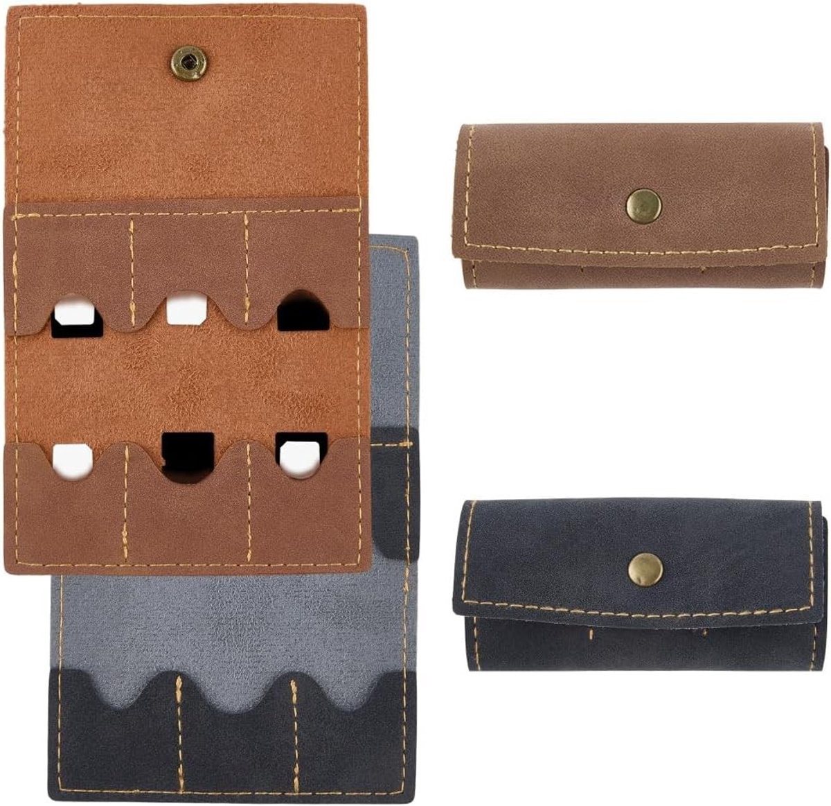 Vouwbare Gaming Kaart Organizer van PU Leer met Metalen Drukknop - Retro Opbergtas voor Micro SD, Geheugenkaarten en Gitaarpicks voor Reizen en Dagelijks Gebruik