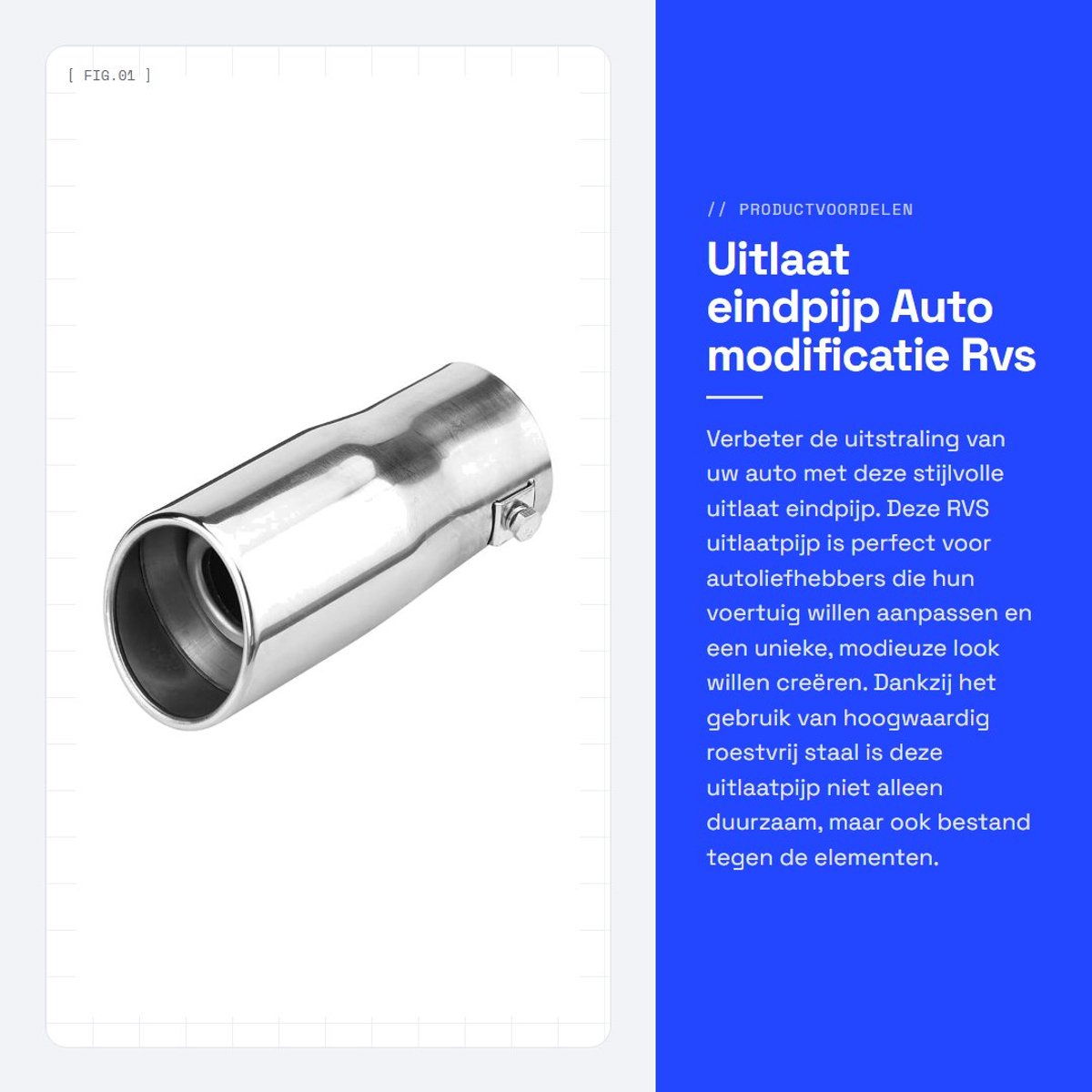 Dailygoods- Uitlaatsierstuk Universeel - Uitlaatdemper - Verstelbaar - Dubbel - Roestvrij Staal - Eenvoudig te Installeren