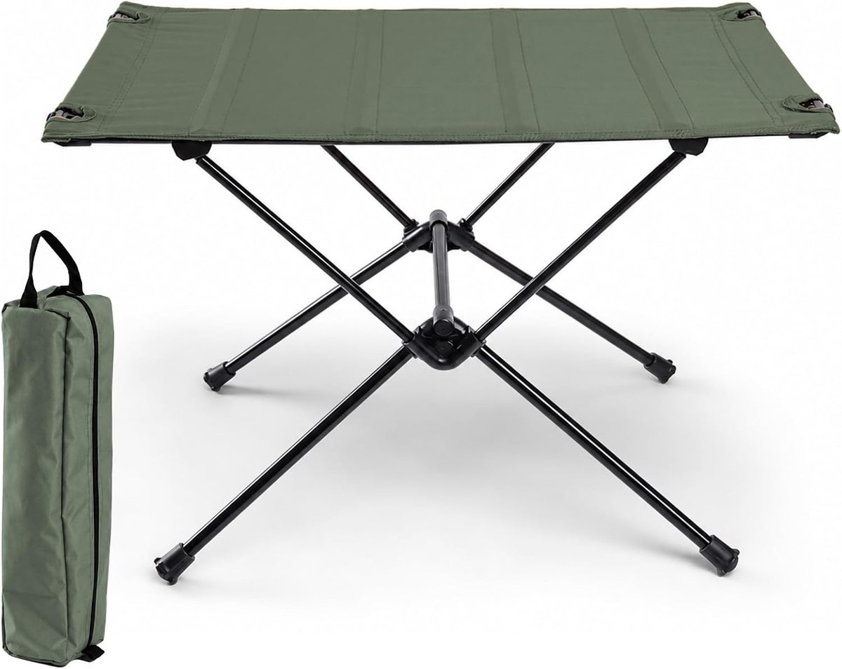 Thijox - Opvouwbare Campingtafel, Inklapbaar, Ultralicht en Draagbaar, 60x40x39,5 cm, 30 kg Draagvermogen, Groen, Voor Outdoor, Wandelen, Tuin, Feest