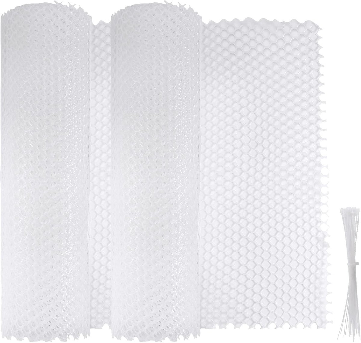2 Rollen 16 Inch x 9.8 Feet Hekwerk van Kippengaas, Decoratieve Plastic Gaas voor Tuin, Tijdelijke Tuinomheining met 40 Ritsbinders en Veelzijdig Gebruik