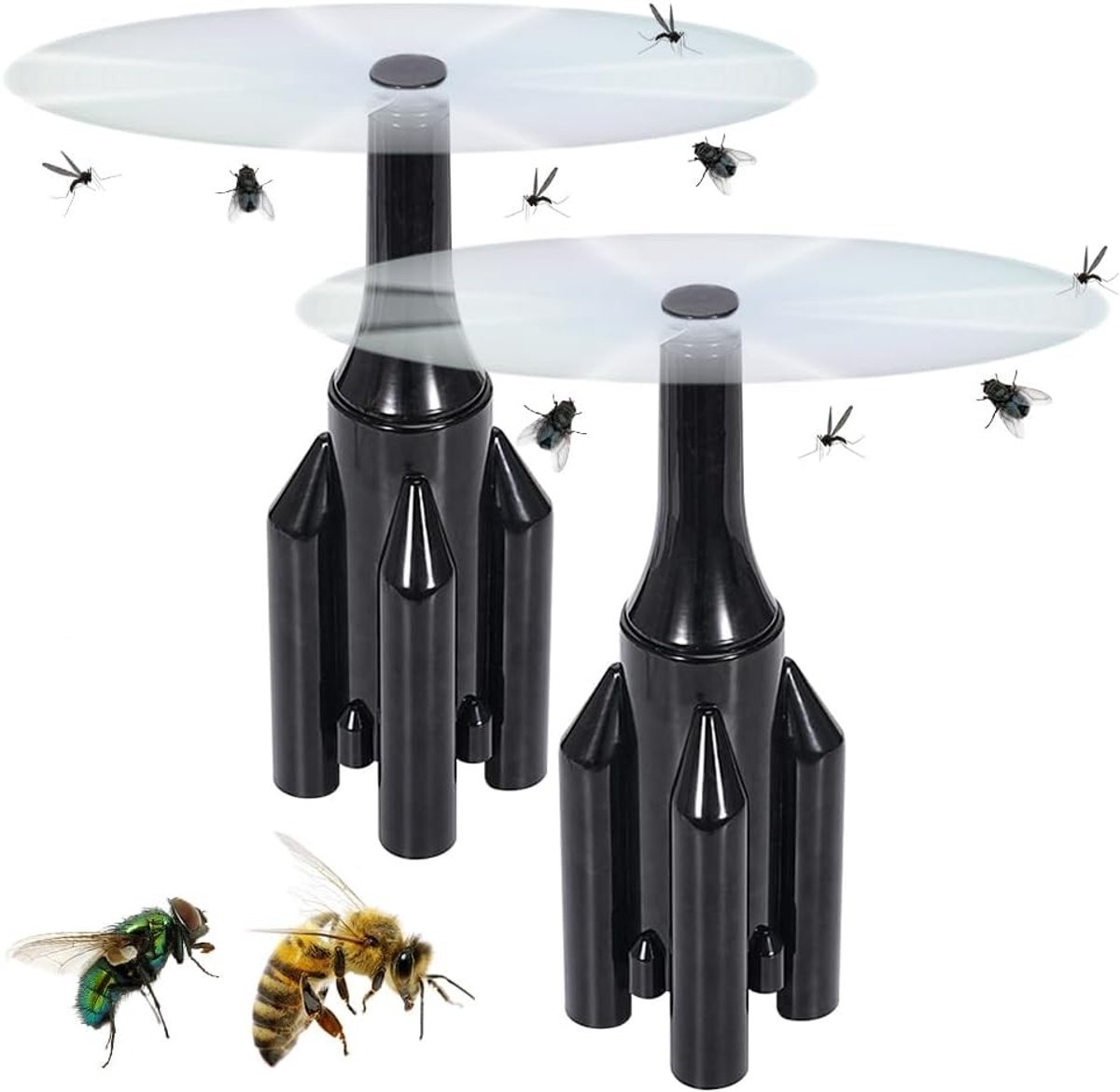 Set van 2 Vliegenfans voor het Afschrikken van Vliegen en Insecten, Ideaal voor Voedsel en Tafels, Effectieve Vliegenbestrijding