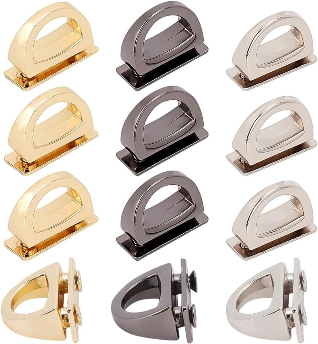 Set van 12 Metalen Kettingsluitingen voor Tassen, D-Ring Verbinding, Geschikt voor Handgemaakte Tassen en Accessoires