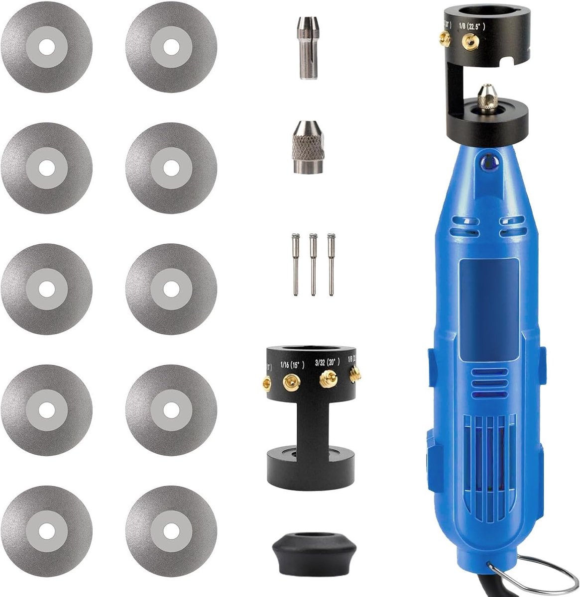 Professionele Sander voor WIG Lassen, Tungsten Elektrode Slijper Kit met 6 Maten, 8 Hoeken en CNC Mandrels, Ideaal voor TIG Lassen en Precisiewerk, 260W