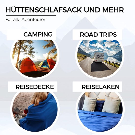 SnelShoppen - 2-in-1 Lakenzak XL voor 2 Personen, Katoen, Lichtgewicht, Reisslaapzak en Reisdeken, Ideaal voor Camping en Avontuurlijke Reizen — afbeelding 4