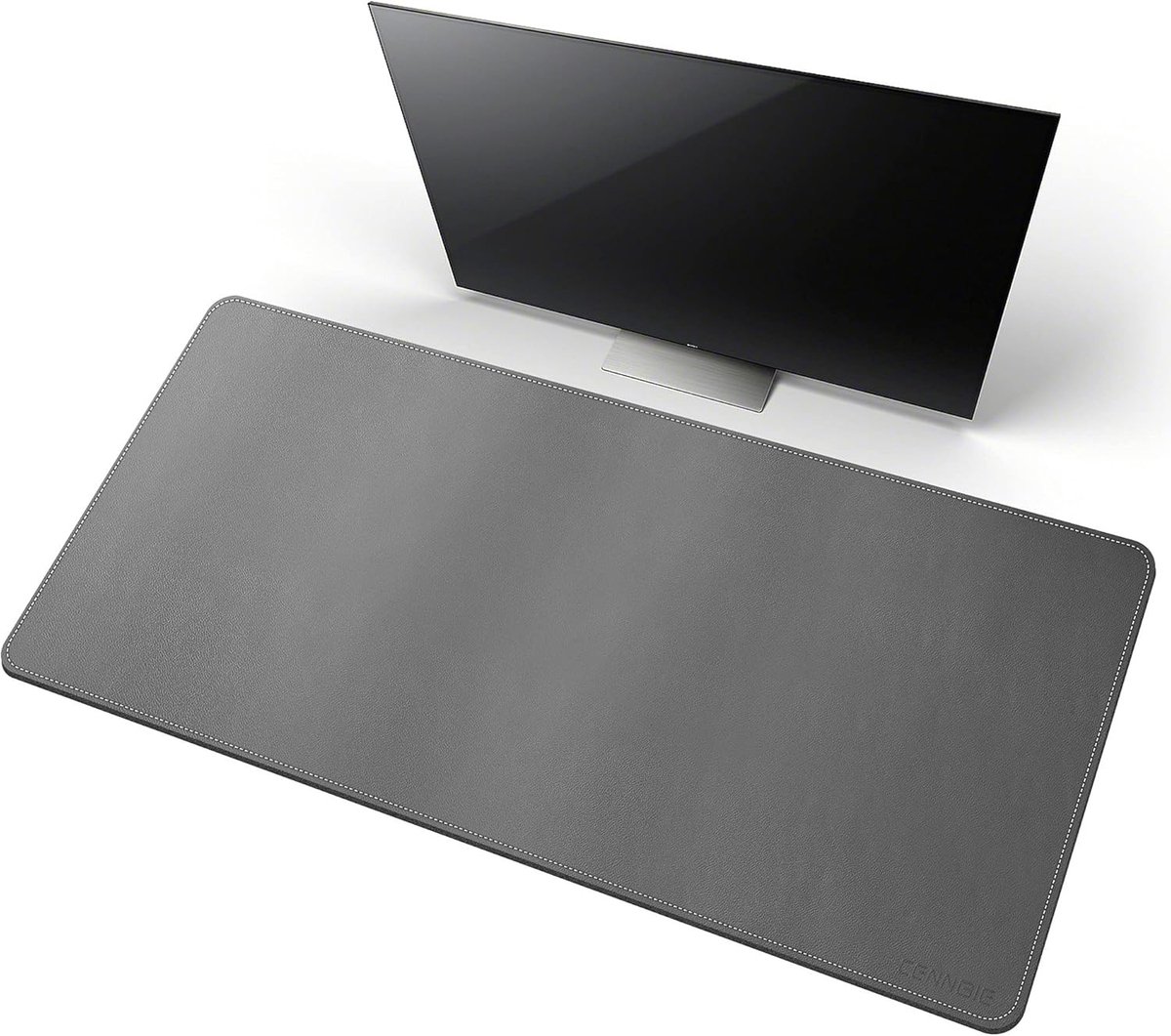 Lederen Bureau Mat 100 x 50 cm, Uitgebreide Muismat, Waterdicht en Antislip Bureau Onderlegger voor Thuis en Kantoor (Grijs)