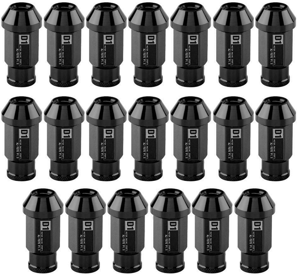 Aluminium Auto Banden Schroeven, 20 Stuks Wielmoeren Bevestiging Racing Wielmoer M12*1.5 (Zwart) voor Verbeterde Grip en Veiligheid