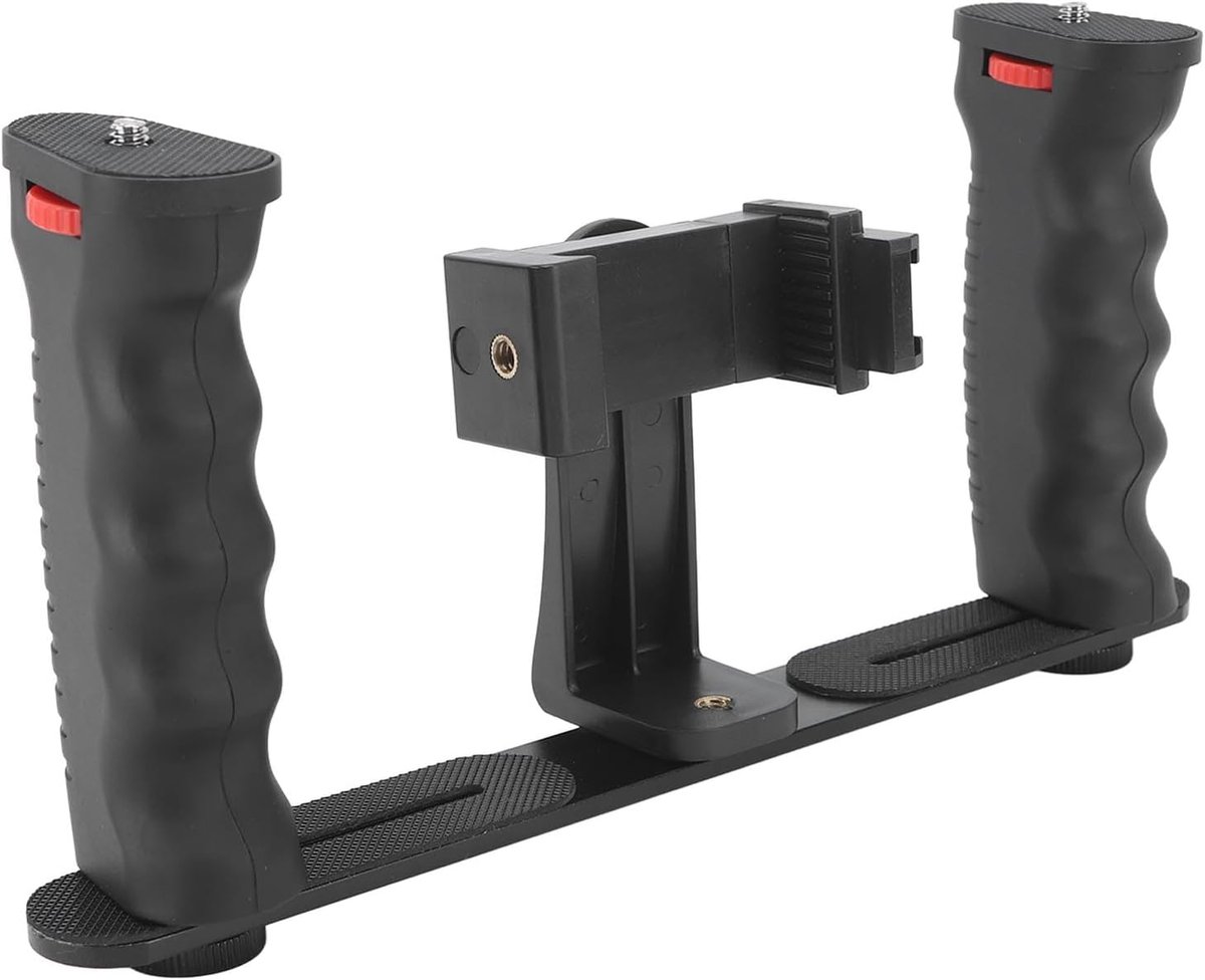 Thijox - Smartphone Video Rig met 360 Graden Rotatie - Telefoon Stabilizer Grip voor Vloggen - Verstelbaar met Handvat en Cold Shoe Interface - Ideaal