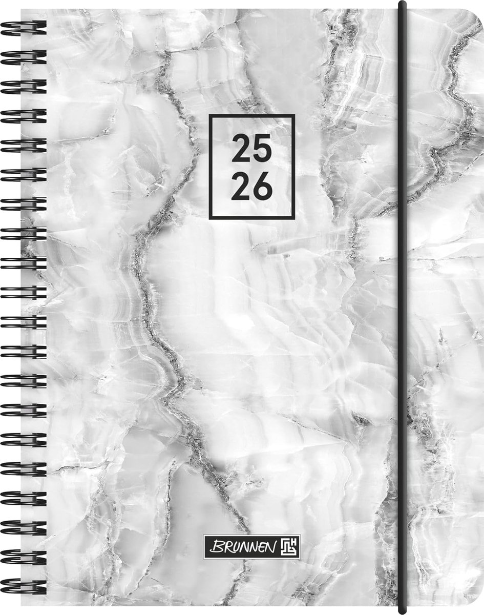 Thijox - Schoolagenda 2025/2026 Grey Marble A6 | Kunststof, Compact, Trendy, Ideaal voor School, Studenten, Notities, Plannen