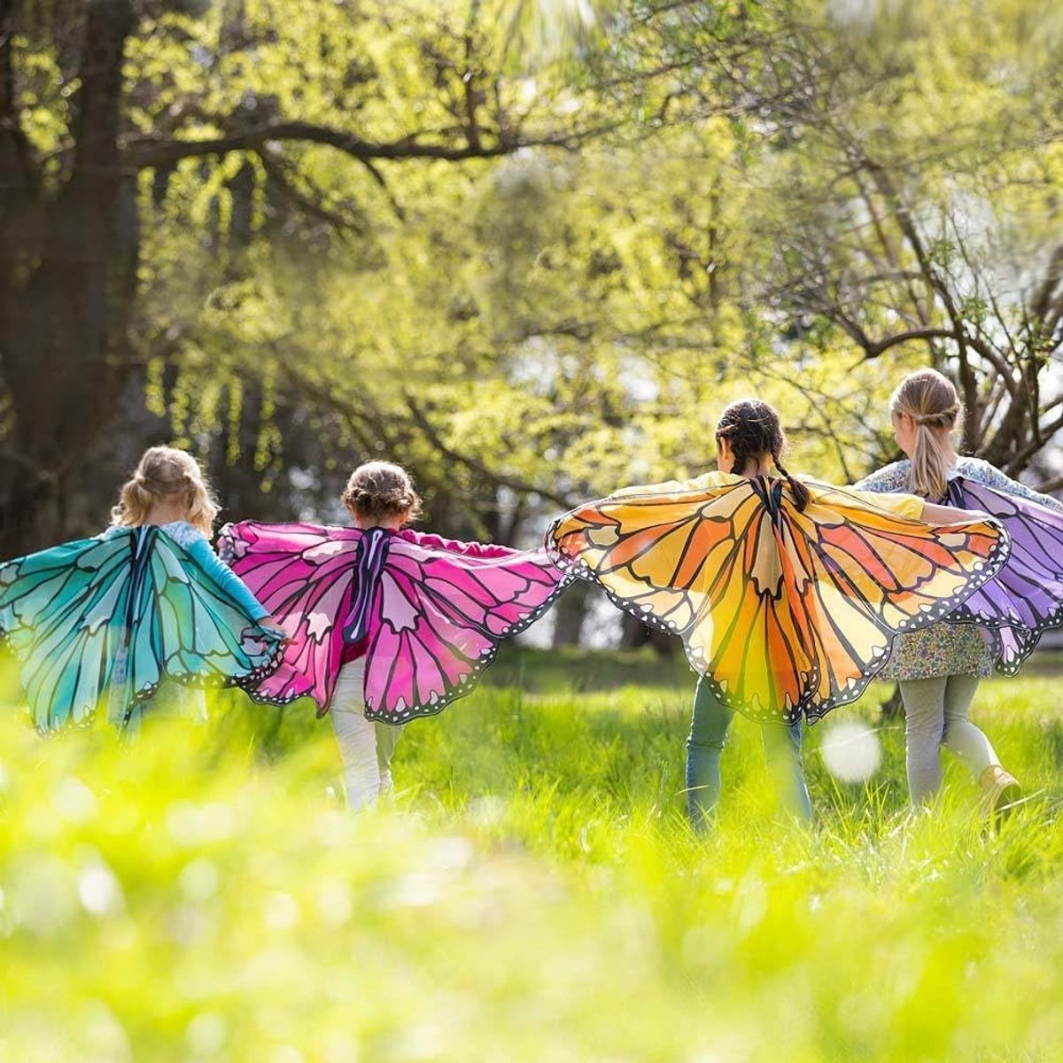 Grote Vlinder Cape voor Kinderen - Fantasiewings, Prinsessen Kostuum en Zachte Sjaal voor 4-10 Jaar (Roze)