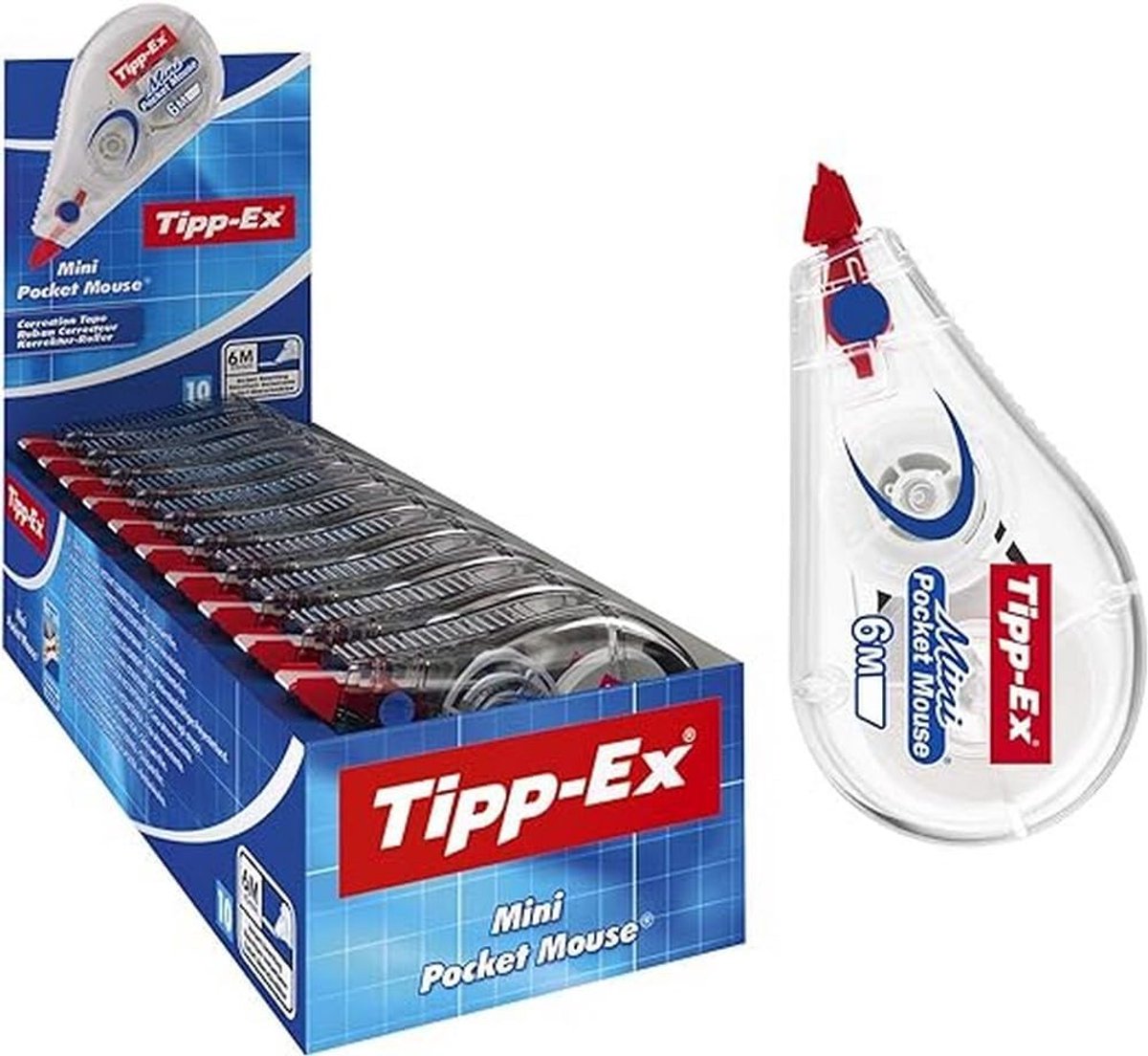 Thijox - Mini Pocket Mouse Correctieroller 10-Pack - Wit, Perfect voor School, Kantoor, en Thuisgebruik, Eenvoudige en Betrouwbare Oplossing voor Corr