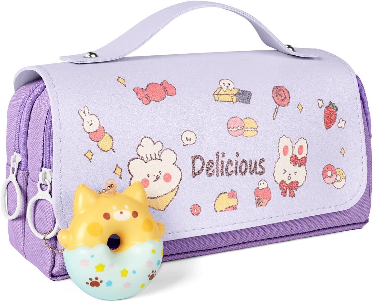 Thijox - Pennenetui voor school, etui met klep voor meisjes en jongens, kittens design, ideaal voor tieners, studenten en volwassenen, stevig en kleur