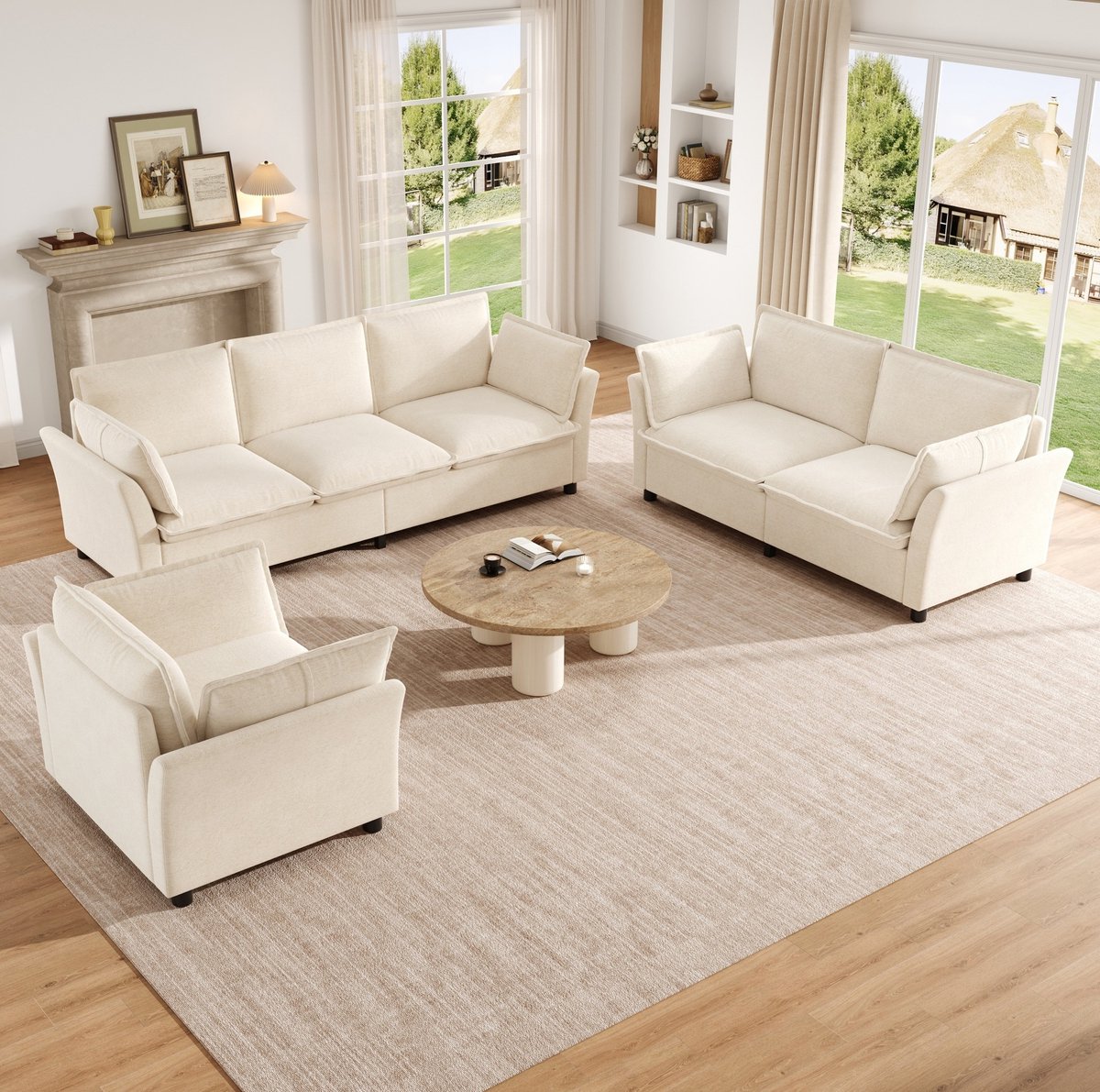 FloraGrace Bankstel - 3-2-1 Modulaire Set Met 3-Zits, 2-Zits En Fauteuil - Chenille, Comfo