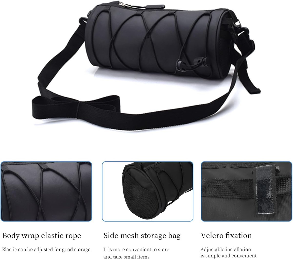 Voorzijde Fietstas 24 x 10 cm, 2.4L Waterdichte Mountainbike Opbergtas, Fietsframe Tas met Schouderriem en Ideaal voor Tochten