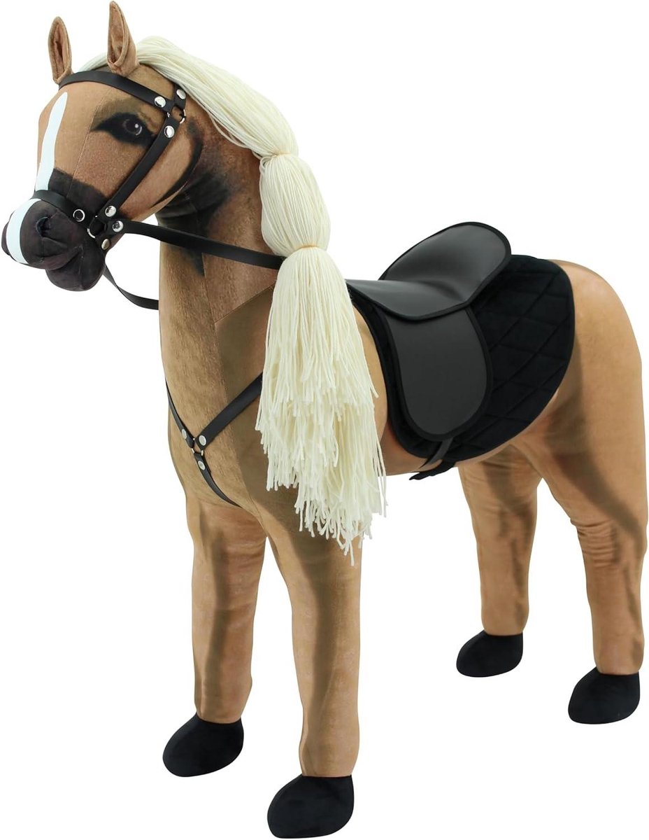 Pluche paard - Speelgoed paard - Fantasie spel - Geen montage nodig - 90 cm hoog - Bruin
