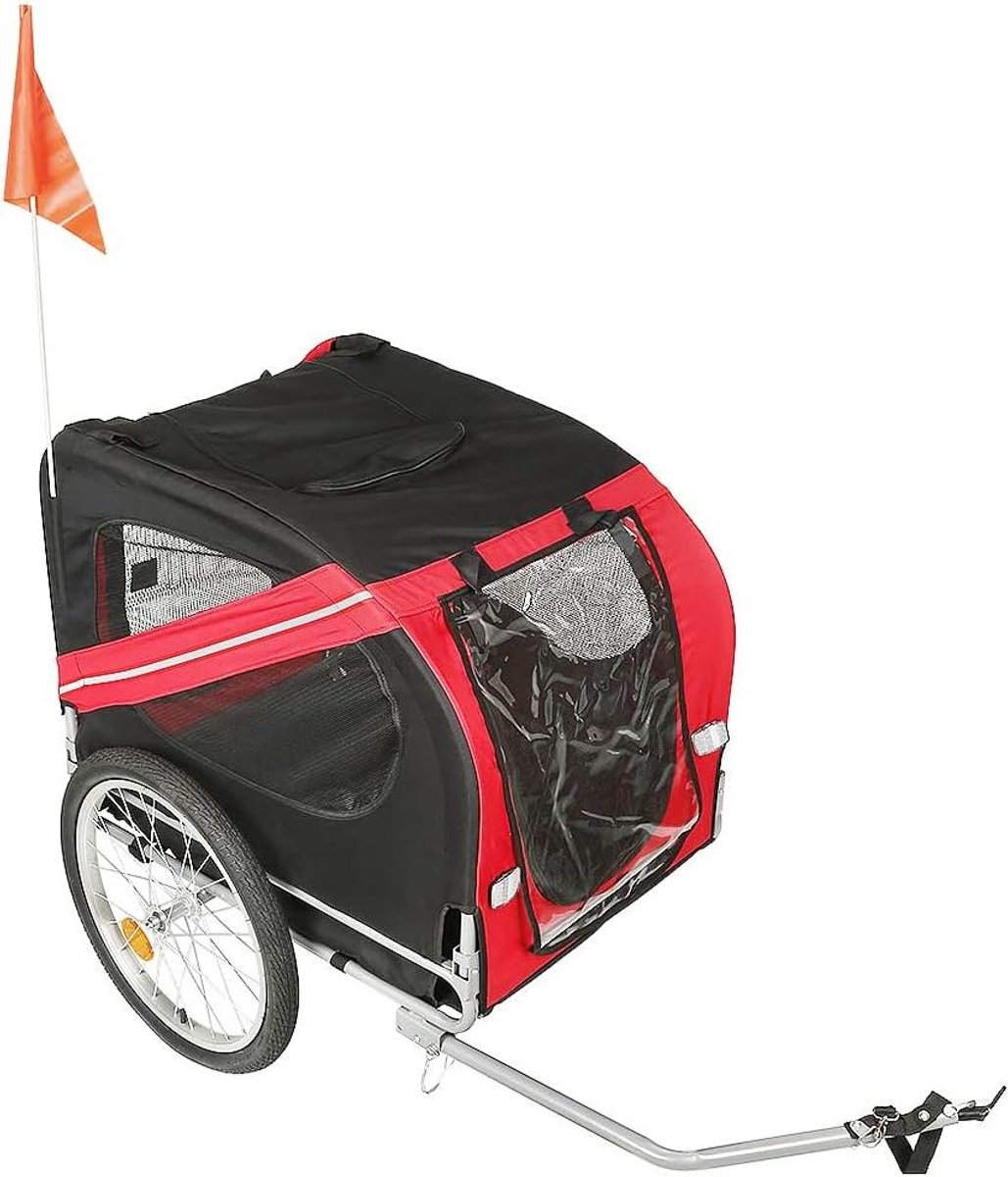 Fietskar voor Dieren - Hondenkar Opvouwbaar - Veilig Vervoer - Robuust Stalen Frame - 137 x 73 cm - Rood