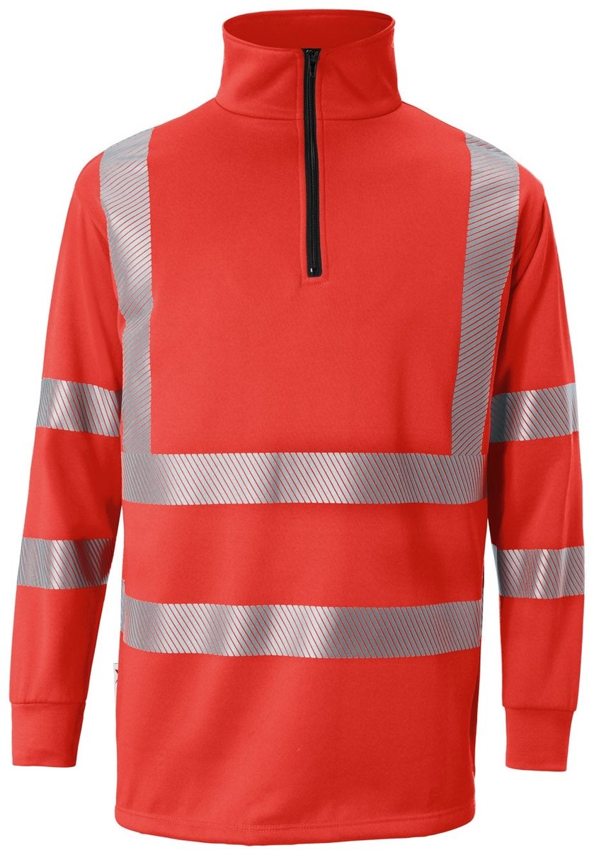 KUBLER PSA HIGH VIS 50468344 Hi Vis Reflecterend Half Zip Werktrui HEREN Veiligheidstrui Fluor Rood - UV Bescherming